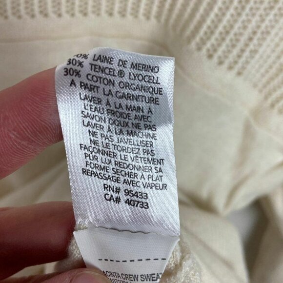 Toad and Co Merino Wool Tencel Knit Sweater Cream Jacinta Crew Neck Size Large L - Picture 7 of 11